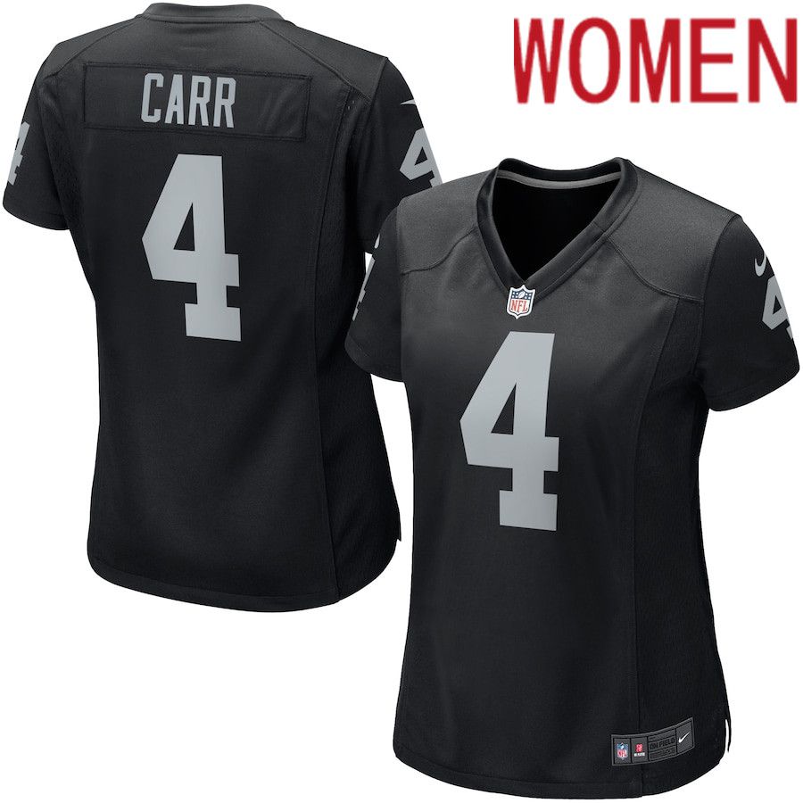 Women Oakland Raiders #4 Derek Carr Nike Black Game Player NFL Jersey